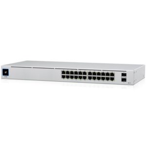 Ubiquiti USW-24-POE Gigabit Layer 2 switch with twenty-four Gigabit Ethernet ports including sixteen auto-sensing 802.3at PoE+ ports, and two SFP ports "USW-24-POE-EU" (timbru verde 2 lei)