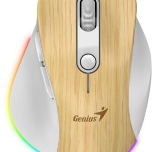 MOUSE Genius "Ergo 9000S Pro”, Mini-Size, Duo-Mode (BT+2.4GHz), Wireless, Rechargeable, RGB Light, Pine Wood, "31030039407" (timbru verde 0.18 lei)