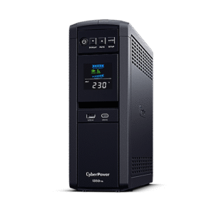 UPS CYBER POWER Line Int. cu sin. pura, cu management, Tower, LCD, 1350VA/810W, AVR, 6x Schuko, baterie 2x 12V/7Ah, incarcare pana la 8h, USB, incarcare USB-A/USB-C, 2x RJ45, RS232, slot SNMP, APFC, GreenPower, "CP1350EPFCLCD" (timbru verde 11 lei)