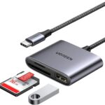 CARD READER extern Ugreen, "CM387" interfata USB Type-C, citeste/scrie: micro-SD/SD viteza pana la 480Mbps, 1 X USB 2.0, suporta carduri maxim 2 TB, aluminiu, gri "80798" (timbru verde 0.03 lei) - 6957303887989
