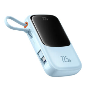 POWER BANK Baseus Qpow Pro+ Digital Display, 10000mAh, 22.5W, 2 x USB Type-C output/input, 1 x USB, 1 x Lightning, albastru, "P10067101313-00" (timbru verde 0.98 lei) - 6932172652470