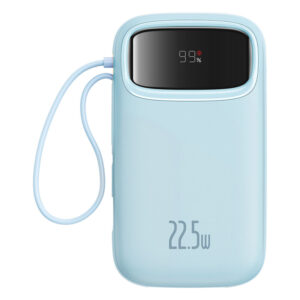 POWER BANK Baseus Qpow2 Digital Display, 20000mAh, 22.5W, 2 x USB Type-C output/input, 1 x Lightning, 1 x USB, include cablu USB Type-C la USB Type-C 30cm, albastru, "P10055002313-00" (timbru verde 0.98 lei) - 6932172636265