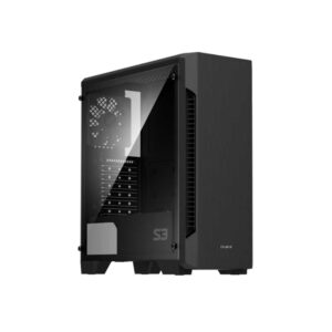 CARCASA Zalman "S3", middle tower, gaming, fara sursa, suporta 8xfan, 1xfan inclus, PSU shroud, USB 3.1 gen1 x 1, USB 2.0 x 2, audio+mic, 7 sloturi expansiune, negru, "S3" (timbru verde 0.08lei)