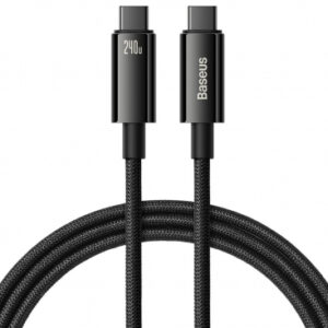 CABLU alimentare si date Baseus Tungsten Gold, Fast Charging Data Cable pt. smartphone, USB Type-C la USB Type-C PD 3.1, 240W, braided, 3m, negru "CAWJ040201" (timbru verde 0.08 lei) - 6932172628840