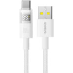 CABLU alimentare si date Baseus Display, Fast Charging Data Cable pt. smartphone, USB la USB Type-C 100W, braided, 2m, alb "P10382701211-01" (timbru verde 0.08 lei) - 6932172682224