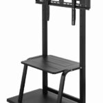 SUPORT de podea GEMBIRD, pt 1 TV/monitor, diag. max 37" - 100", fix, max 150 kg, raft max 20 Kg, roti, 1050x570x1785mm, black,  "TVS-100F-01"