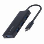 HUB extern GEMBIRD, porturi USB: USB-A 3.1 x 4, conectare prin USB Type-C, cablu 0.15 m, negru, "UHB-CM-U3P4-02" (timbru verde 0.18 lei)
