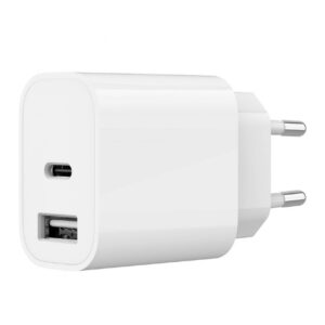 ALIMENTATOR retea 220V GEMBIRD, universal, 1 x USB Type-C 2.4A , 1 x USB-A maxim 2.4A, protectie: scurtcircuit, supraincarcare, alb, "TA-UC-2AC12-01" (timbru verde 0.18 lei)