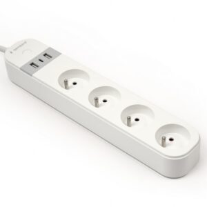 PRELUNGITOR GEMBIRD, Schuko x 4, WiFi, conectare prin Schuko (T) French, cablu 1.5 m, 16 A, 3680W, 2xUSB-A, 1xUSB-C 12W, compatibil Tuya, alb, "TSL-PS-F4U-01-W" (timbru verde 0.18 lei)