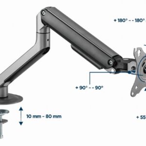 SUPORT de birou Gembird, pt 1 TV/monitor plat, diag. max 17-32 inch, rotatie, inclinare, pivotare, max 9 kg, space-grey, "MA-DA1-05"