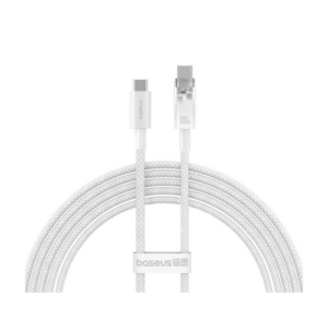 CABLU alimentare si date Baseus Explorer, Fast Charging Data Cable pt. smartphone, USB Type-C la USB Type-C 100W, 1m, control smart al temperaturii, brodat, alb "P10319703221-00" (timbru verde 0.08 lei) - 6932172642822