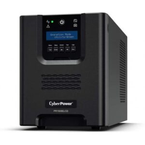 UPS CYBER POWER Online dubla conversie cu sin. pura, cu management, Tower, LCD, 1500VA/1350W, 2x Schuko, 2x IEC, baterie 4x 12V/7Ah, incarcare pana la 4h, USB, RS232, slot SNMP, APFC, LCD col, EPO, tehn. GreenP, "OLS1500EA-DE" (timbru verde 11 lei)