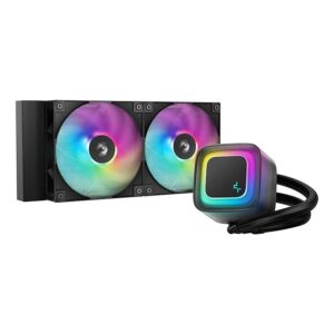 COOLER DeepCool "LE240 V2", skt. LGA1851, LGA 1700, AM4, AM5, racire cu lichid, 2 x 120mm, 500 - 2100 RPM, RGB adresabil, negru "R-LE240-BKAMMC-G-2" (timbru verde 2.00 lei)