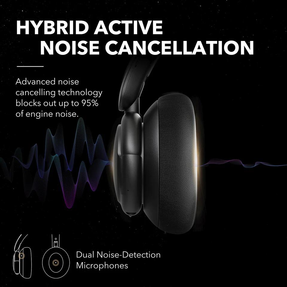 Casti Over-ear Anker "Soundcore Q30", tip over-ear, utilizare multimedia, Bluetooth si fir, durata baterie pana la 80 ore, pliabile, 2 x mic, ANC, negru, "A3028313" (timbru verde 0.8 lei)  - 0194644062132 - imagine 5
