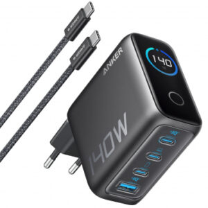 Alimentator retea Anker, 140W, fast charge, 3 x USB-C, 1 x USB-A, incarcare simultana 2 porturi 140W, afisaj LED, PD, gri, "B2697GZ1" (timbru verde 0.18 lei) - 0194644289614