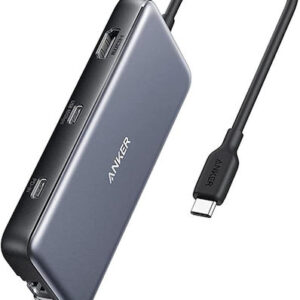 DOCKING Station Anker 555 8-in-1, porturi: 2 x USB-C, 2 x USB-A, HDMI 4K @60Hz, 1 x RJ-45 10 Gbps, PD 85W, conectare prin USB-C, gri, "A83830A2" (timbru verde 0.18 lei - 194644081416