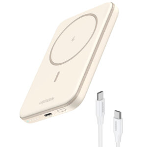 POWER BANK Ugreen "PB560", 5000mAh, 15W, prindere magnetica Iphone 12 and later, 1 x USB Type-C input/output, bej, "25207" (timbru verde 0.98 lei) - 6941876222070