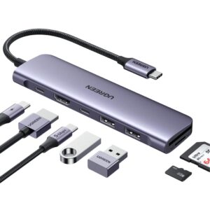 DOCKING Station Ugreen, "CM195" conectare PC USB Type-C, USB 3.0 x 2|HDMI x 1/4K/30Hz|Card reader x 1|USB Type C x 1 PD 100W, aluminiu, gri "15214" (timbru verde 0.8 lei)
