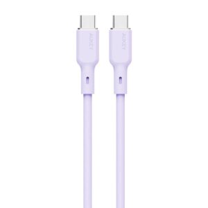 Cablu alimentare si date Aukey, USB Type-C (T) la USB Type-C (T), 1.8m, 480 Mbps, 100W, silicon, mov, "LLTSN1049571" (timbru verde 0.08 lei) -689323787319