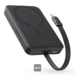 POWER BANK Baseus Magnetic Mini Wireless, 10000mAh, 30W, 2 x USB Type-C output/input, 15W wireless charging, cablu integrat USB Type-C, negru, "P1002210B113-00" (timbru verde 0.98 lei) - 6932172642785