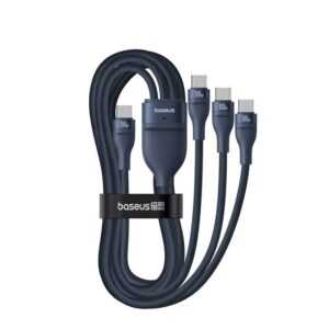 CABLU alimentare si date Baseus One-for-three, Fast Charging Data Cable pt. smartphone, USB Type-C la 3 x USB Type-C 100W, 1.5m, albastru "P10377503321-00" (timbru verde 0.08 lei) - 6932172669805