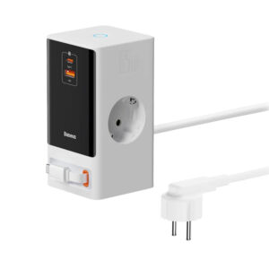INCARCATOR RETEA Baseus PowerCombo Powerstrip, QC 65W, 2xAC, 1 x cablu integrat retractabil USB Type-C Output 5V/3A, 1xUSB, 1.5m, alb "PSLR000602" (timbru verde 0.18 lei) - 6932172628604