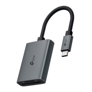 CARD READER extern TP-Link, interfata USB Type-C, citeste/scrie: SD si microSD,  suporta carduri maxim 1 TB, lungime cablu 15 cm, metalic, gri "UA430C" (timbru verde 0.03 lei)