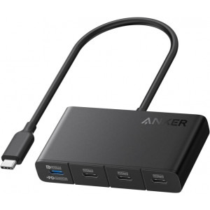 HUB Anker, 4-in-1, USB-C x 4 porturi, incarcare prin USB Type-C, viteza 10 Gbps, conectare prin USB-C, 100W PD in, 85W PD out, gri, "A8340GA1" (timbru verde 0.18 lei - 0194644042202