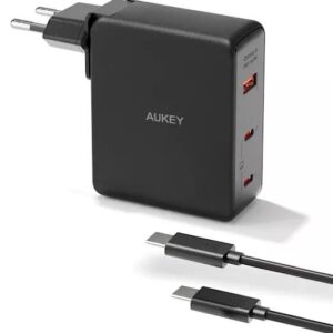 Alimentator retea Aukey, PA-B7O BK, 140W, fast charge, 2 x USB-C, 1 x USB-A, negru, "EU001-LLTSEUN1041556" (timbru verde 0.18 lei) - 689323785780