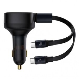 INCARCATOR auto Baseus Tiny Star, Quick Charge 33W, cablu integrat 2 x USB Type-C, negru "C00035500111-00" (timbru verde 0.8 lei) - 6932172629267