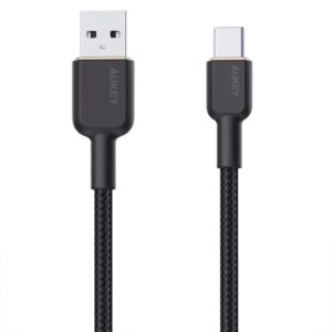 Cablu alimentare si date Aukey, USB Type-A (T) la USB Type-C (T), 1.8m, 480 Mbps, 60W, nylon, negru, "LLTSN1041439" (timbru verde 0.08 lei) -689323785889