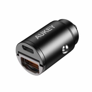 Alimentator Smartphone auto Aukey, CC-A3, 30W, fast charge, alimentare bricheta, 1 x USB-C, 1 x USB-A, negru, "LLTSN1017990" (timbru verde 0.18 lei) - 608119202393