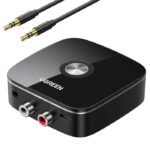 ADAPTOR Bluetooth audio Ugreen, "CM123" acumulator inclus, 1 x jack 3.5mm, 2xRCA output, convertor audio wireless,versiune bluetooth 5.0 A2DP, negru "30445" (timbru verde 0.18 lei) - 6957303834457