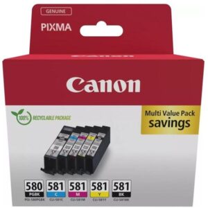 Combo-Pack Original Canon CMYKPB, PGI-580/CLI-581 VP, pentru Pixma TR7550|TR8550|TS6150|TS6250|TS705|TS8150|TS8250|TS9150|TS9155|TS9550, , (timbru verde 0.60 lei), "2078C007AA"