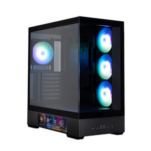 CARCASA Zalman "P40 DS", middle tower, gaming, fara sursa, suporta 10xfan, 4xfan inclus, PSU shroud, display 9.1inch, USB Type-C x 1, USB 3.1 gen1 x 2, audio+mic, , negru, "P40 DS Black" (timbru verde 0.32lei)