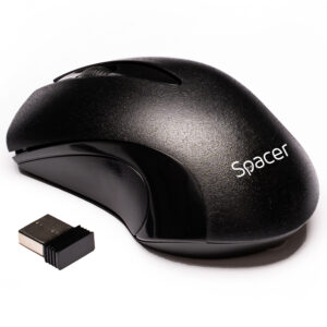 MOUSE  Spacer, PC sau NB, wireless, 2.4GHz, optic, 1200 dpi, butoane/scroll 3/1, , negru, "SPMO-W12" (timbru verde 0.18 lei)