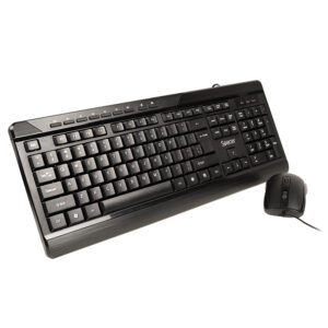 KIT wired  SPACER, tastatura cu fir  multimedia 104 taste (+ 9 taste multimedia) + mouse rezolutie max.1600dpi, 4 butoane, rotita scroll, black "SPOK-WD-02" (timbru verde 0.8 lei)