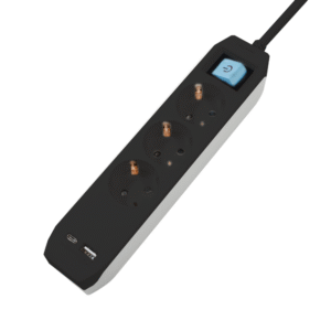 PRELUNGITOR SPACER, Schuko x 3, conectare prin Schuko (T),Type-C x1,  USB x 1, 3.1A,  cablu 1.8m, 16 A, max. 3500W, protectie copii, Intrerupator, Negru, "PP-3-18B-TC-USB" (timbru verde 0.18 lei)