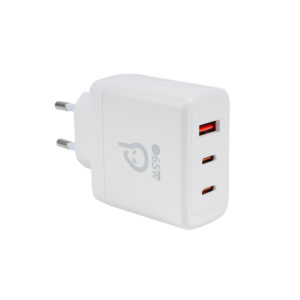 ALIMENTATOR retea SPACER, GaN, 2 x USB Type-C PD (max 65W), 1 x USB (max 60W) "SPAR-TRIOQ-04" (timbru verde 0.18 lei)