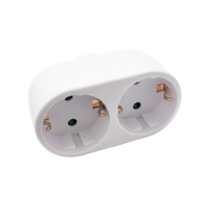 Dublu Stecher Spacer, Schuko, max 3500W, 16A, protectie copii, 2 prize Schuko, 1 stecher Schuko, "SPMS-2-WH" (timbru verde 0.18 lei)