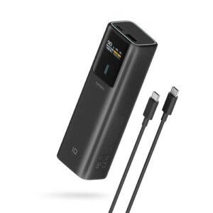 POWER BANK Cuktech P+ Series 1C1A, 10000mAh, 150W, 1 x USB; 1 x USB Type-C, digital display pt. status baterie, negru "CKPB100PGLBL" (timbru verde 0.98 lei)