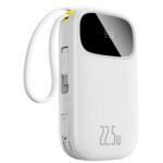 POWER BANK Baseus Qpow3, 10000mAh, 22.5W, 1 x USB, cablu integrat USB Type-C, cablu integrat Iphone Lightning, alb, "P10082106213-00" (timbru verde 0.98 lei) - 6932172691202