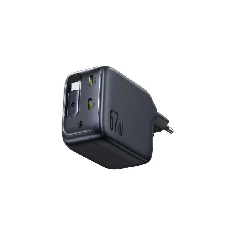 INCARCATOR retea Baseus EnerCore CJ11, Quick Charge 67W, 2 x USB Type-C, cablu USB Type-C retractabil integrat, negru "E0121E00" (timbru verde 0.18 lei) - 6932172696498 - imagine 2