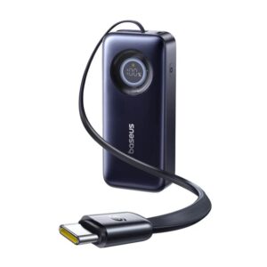 POWER BANK Baseus EnerCore Power, capacitate 20000mAh 67W, 2 x USB Type-C, cablu retractabil USB Type-C 80cm, display, negru "E0027H00" (timbru verde 0.98 lei) - 6932172691929