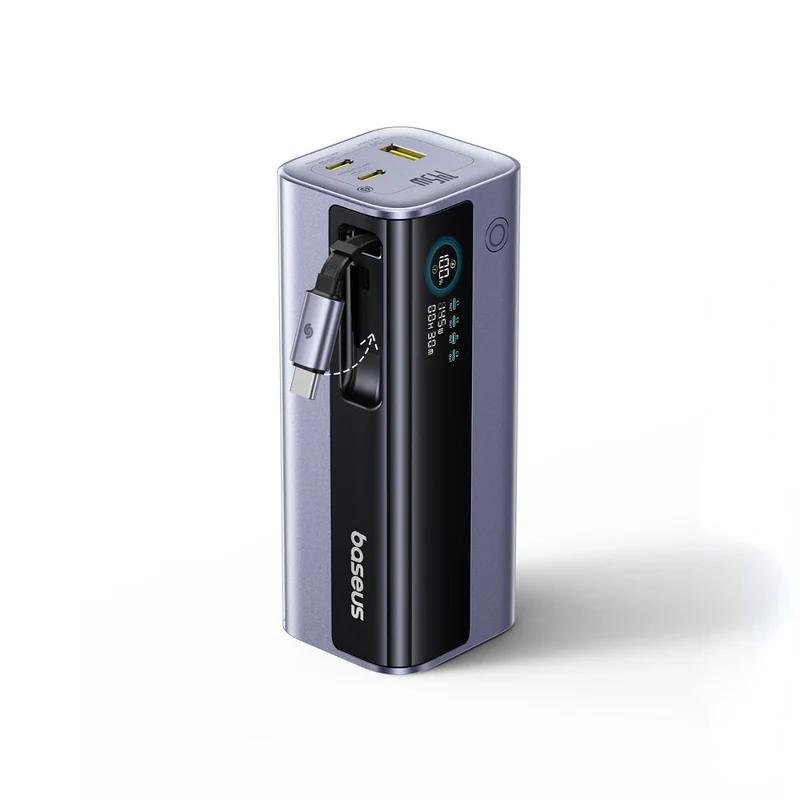 POWER BANK Baseus EnerGeek GR11, 20000mAh, 145W, 2 x USB Type-C, 1 x USB, cablu integrat USB Type-C, display, gri, "E0027B01" (timbru verde 0.98 lei) - 6932172691738 - imagine 2