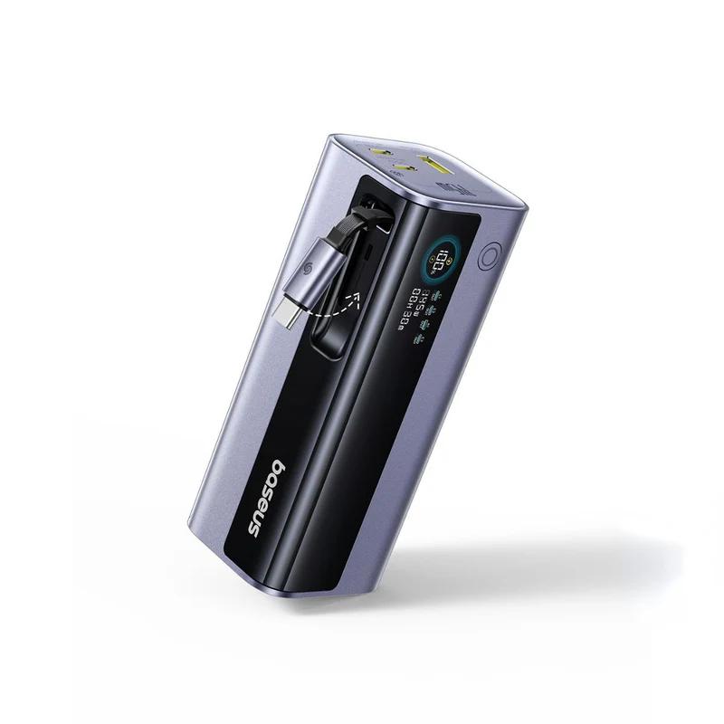 POWER BANK Baseus EnerGeek GR11, 20000mAh, 145W, 2 x USB Type-C, 1 x USB, cablu integrat USB Type-C, display, gri, "E0027B01" (timbru verde 0.98 lei) - 6932172691738 - imagine 3