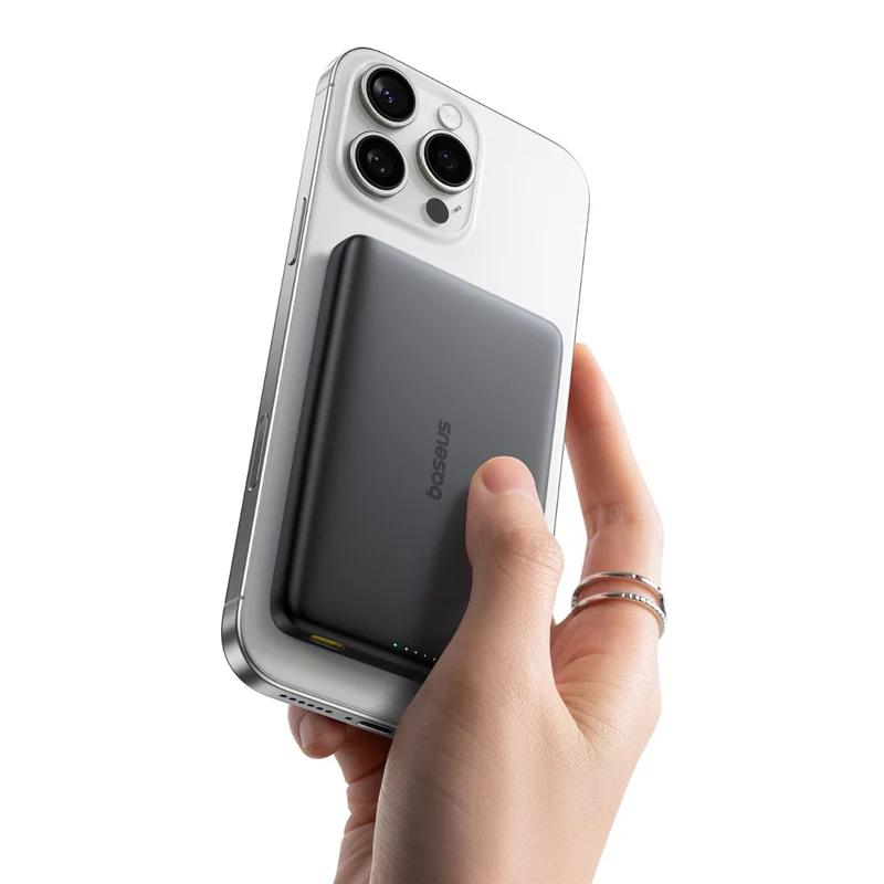POWER BANK Baseus PicoGo AM41 Ultra-Slim Qi2 Magnetic Wireless, capacitate 10000mAh 27W, 1 x USB Type-C, include cablu USB Type-C la USB Type-C 30cm, negru "E0027201" (timbru verde 0.98 lei) - 6932172691707 - imagine 4