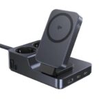 INCARCATOR RETEA Baseus Nomos Powerstrip, QC 67W, 2 x AC, 2xUSB Type-C, 1 x USB, 1 x incarcare wireless magnetica 15W, lungime cablu 1.5m, negru "E00078801123-00" (timbru verde 0.18 lei)-6932172689704