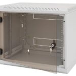 TRITON RACK de PERETE sectiune simpla 12U 600mm adancime usa sticla panouri laterale fixe sectiuni, sectiuni acces cabluri sus/jos/spate securizare cu cheie, 1 pereche montanti reglabili IP30 gri "RBA-12-AS6-CAX-A1"