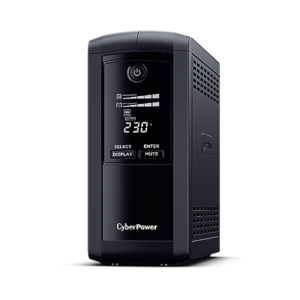 UPS CYBER POWER Line Int. cu sin. simulata, cu management, Tower, LCD, 1000VA/550W, AVR, 6x IEC, baterie 1x 12V/9Ah, incarcare pana la 8h, USB, 2x RJ45, RS232, tehn. GreenPower, "VP1000EILCD" (timbru verde 11 lei)